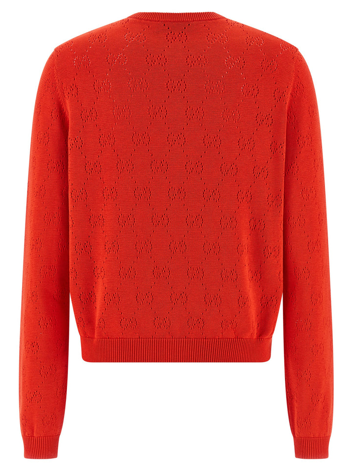 Gucci Openwork Gg Cardigan Sweaters and Cardigans - Red | 2511be1fadcd7caf6eb6215db6efe29d98e6eef0