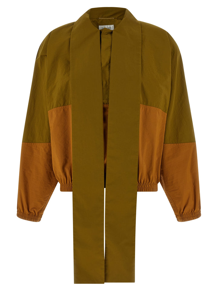 Saint Laurent Color-Block Anorak Puffer Jackets - Green | 5f9ae31a56a36ff086f1bb63d1435cb40c86dbb5