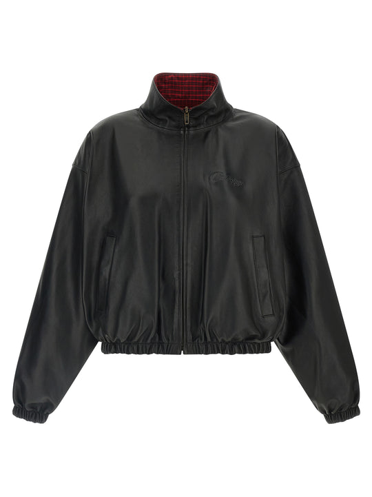 Reversible Leather Jacket Puffer Jackets Black