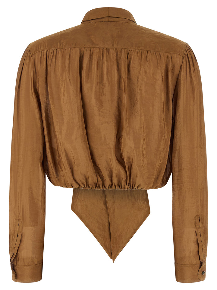 Saint Laurent Lavallière Neck Blouse Shirt and Blouse - Brown | 32f46057c0eb7ce9f060f7838f352a51b6fa90db