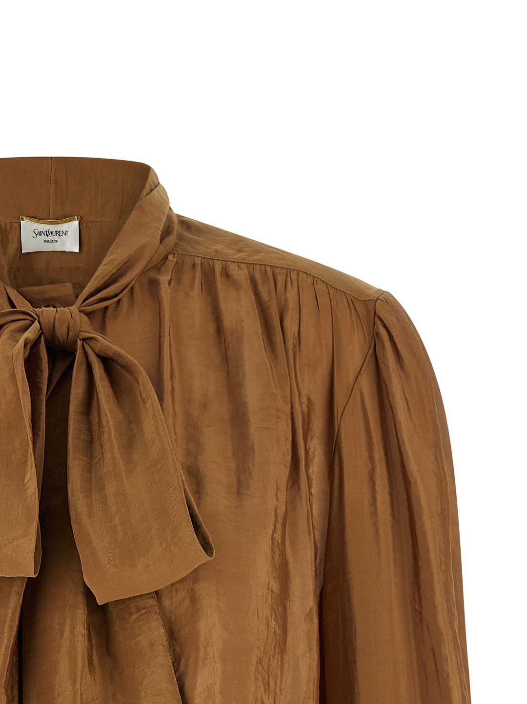 Saint Laurent Lavallière Neck Blouse Shirt and Blouse - Brown | 4f917552b60e6e9ce703c899e37795fa622c8ee8