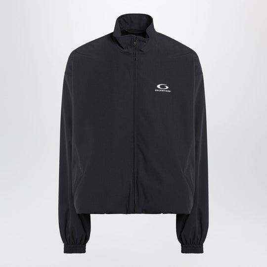 Black Washed Loop Sports Icon Zip Jacket