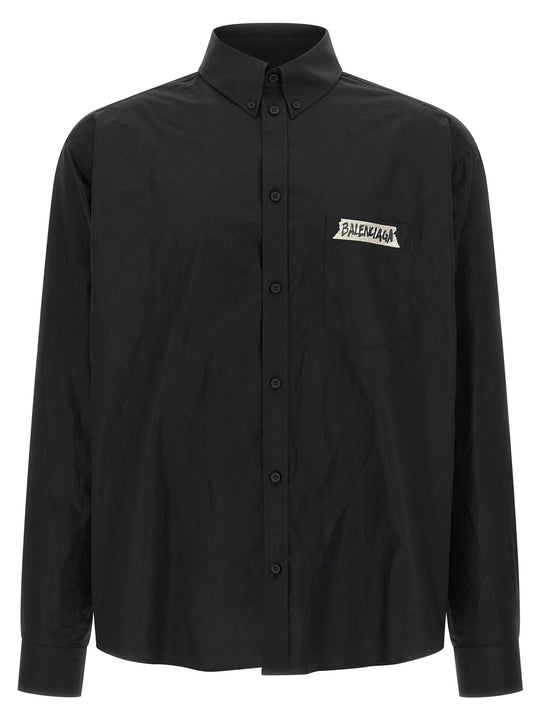 Masking Tape Shirt And Blouse Black
