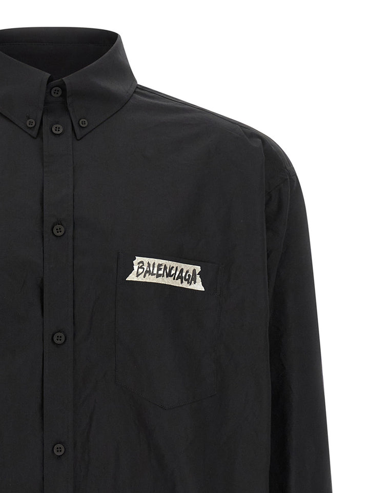 Balenciaga Masking Tape Shirt and Blouse - Black | 21233380ab907f140dbf64e99fd024916c56c07d