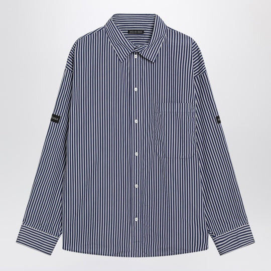 Oversize Navy Blue And White Striped Shirt