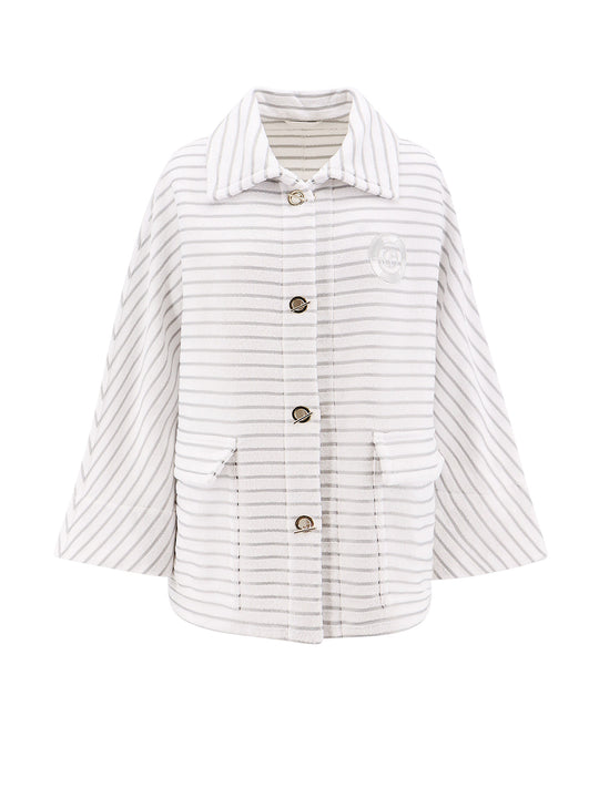Terry Fabric Coat With Frontal Embroidery