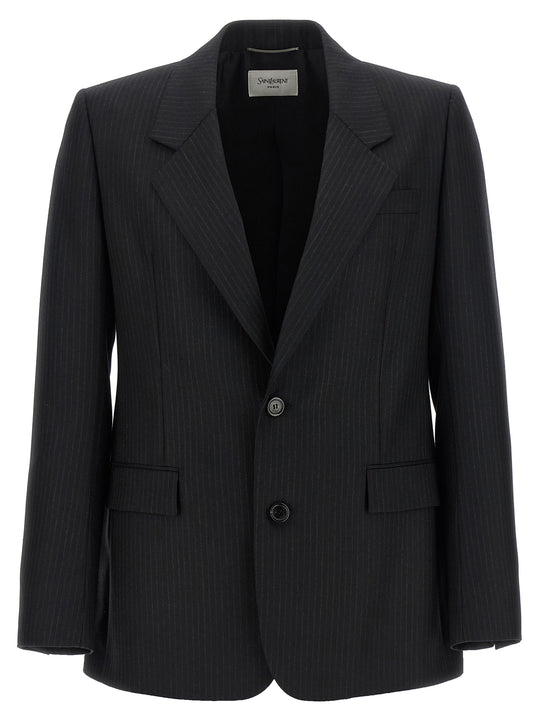 Pinstripe Blazer Black