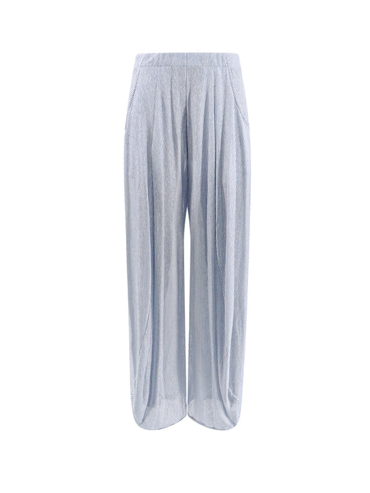 Linen And Viscose Trouser With Striped Motif