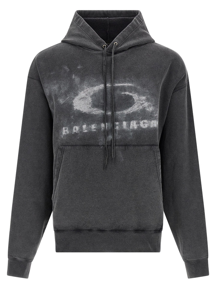 Balenciaga Washed Crayon Loop Sweatshirt - White/Black | 450b95d97ef8dfccc37e604e02c4e2703b3c2cd0