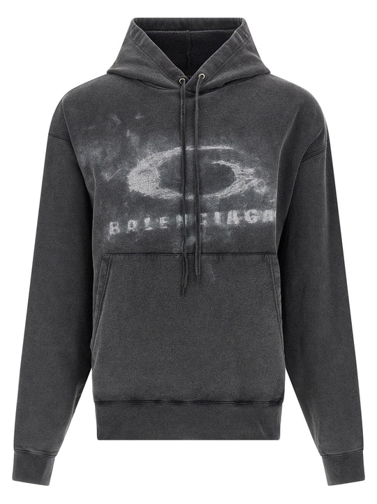 Washed Crayon Loop Sweatshirt White/Black
