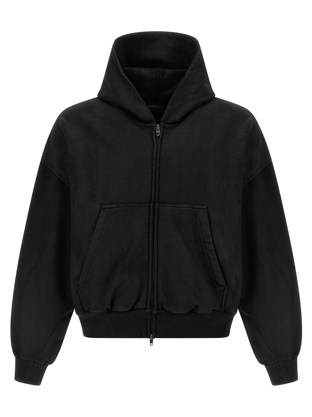 Balenciaga Cropped Hoodie Sweatshirt - Black | 2b25deab221de0273eda40a6b246d54405a70124
