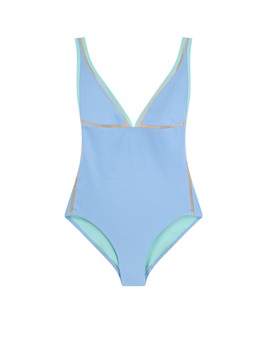 One-Piece Swimsuit With Pochette Detail And Monogram Patch
