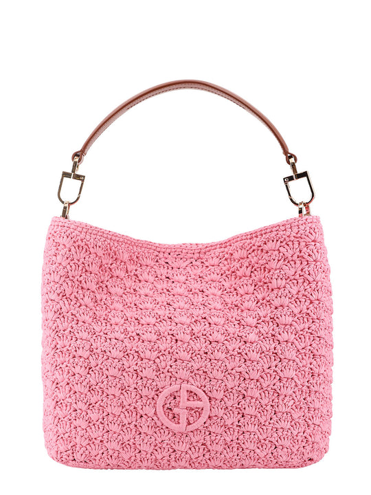 Rafia Shoulder Bag With Frontal Monogram