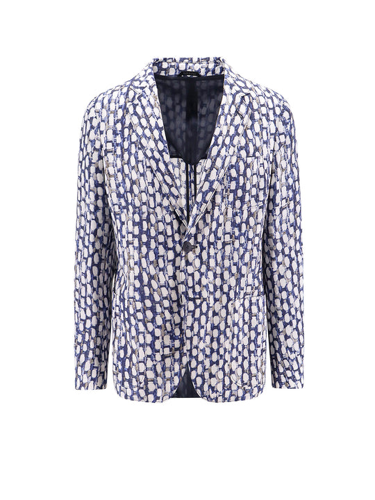 Printe Fabric Single-Breasted Blazer