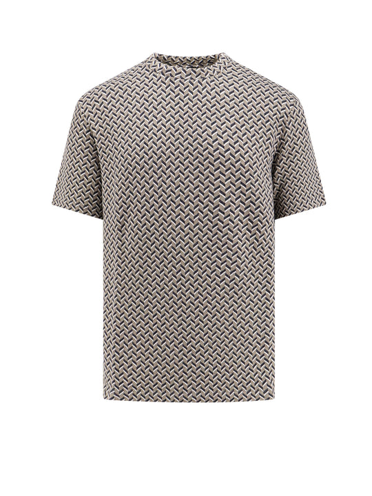 Stretch Eco-Viscose T-Shirt With Geometric Pattern