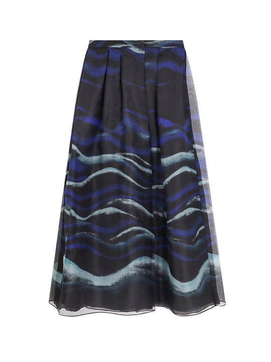Wrap Closure Silk Skirt