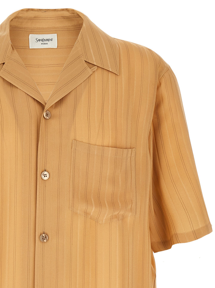 Saint Laurent Striped Silk Shirt Shirt and Blouse - Beige | 6269bd03adf27ee158556dfb845768e2cc9cf7a6