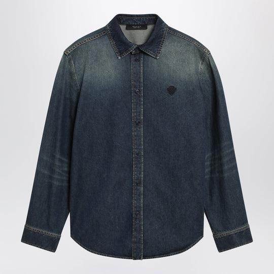 Blue Denim Shirt With Washed Effect