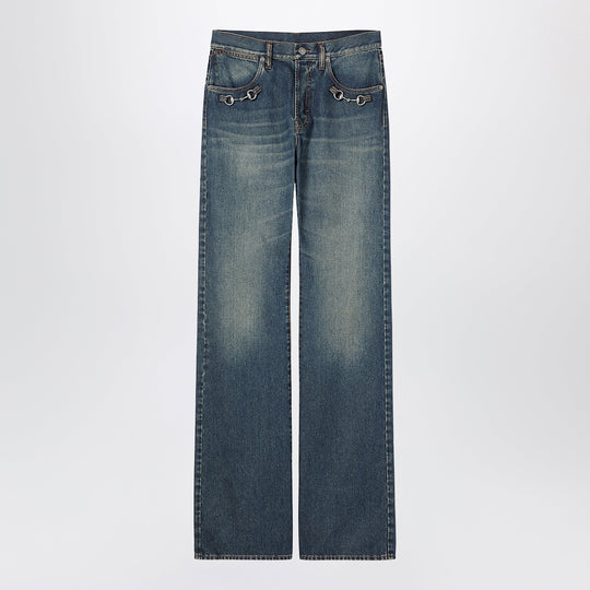 Denim Trousers With Horsebit Detail