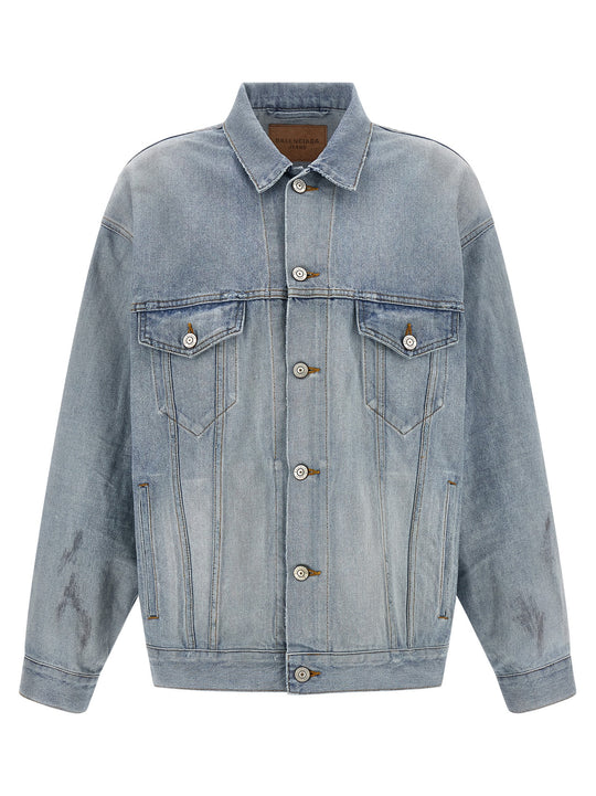 Masking Tape Puffer Jackets Light Blue
