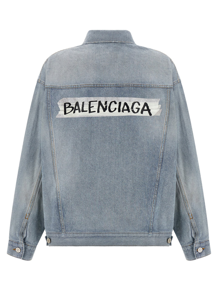 Balenciaga Masking Tape Puffer Jackets - Light Blue | 1c7059e2dc8a1aec2cee091aa0f1b816c2fb6f52