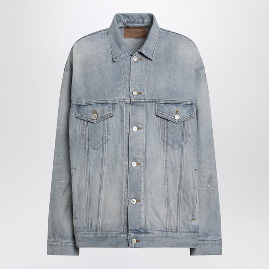 Light Blue Vintage-Effect Denim Jacket