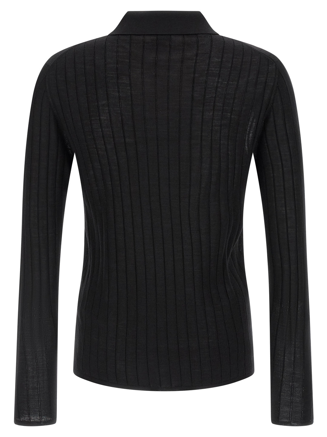 Saint Laurent Pointelle Wool  Shirt Polo - Black | afe23fcece6008bd95eda8871efc8c53045321cd
