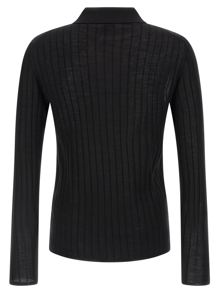 Saint Laurent Pointelle Wool  Shirt Polo - Black | afe23fcece6008bd95eda8871efc8c53045321cd