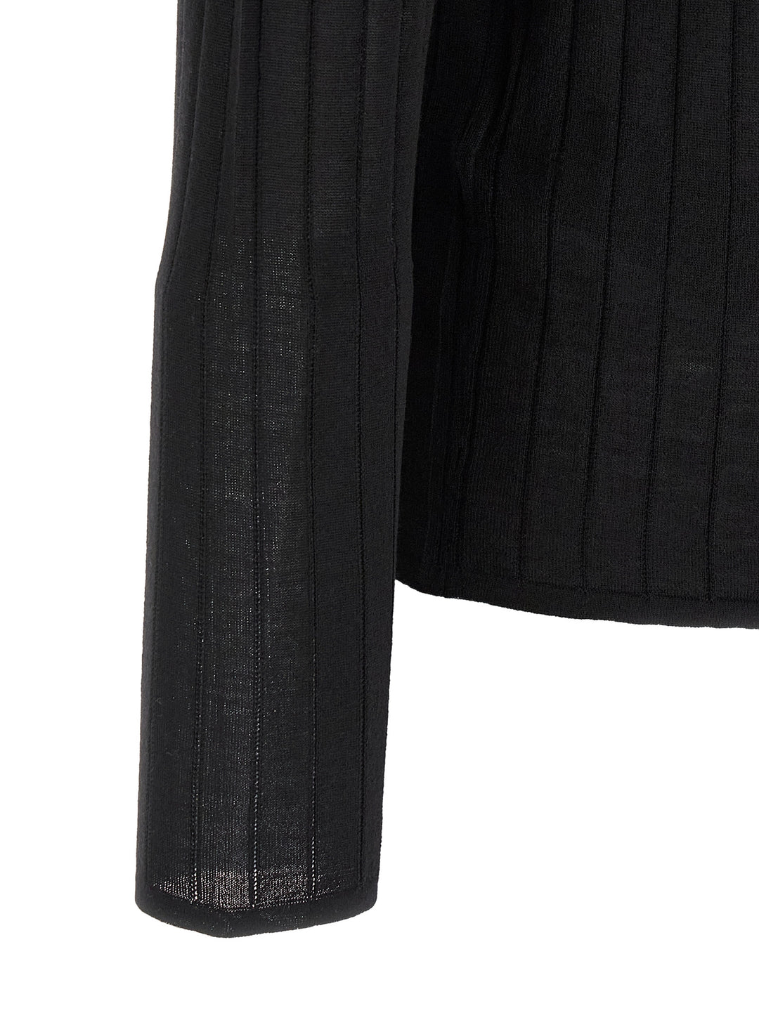 Saint Laurent Pointelle Wool  Shirt Polo - Black | eea5c0a201102072dc437563f2cbaf6fafcefd28