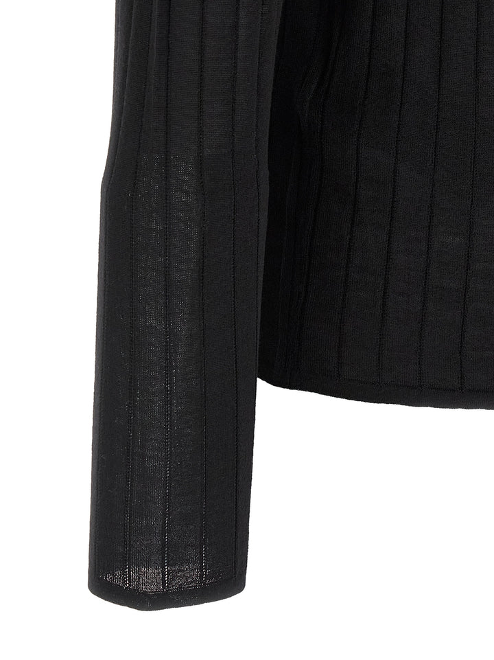 Saint Laurent Pointelle Wool  Shirt Polo - Black | eea5c0a201102072dc437563f2cbaf6fafcefd28