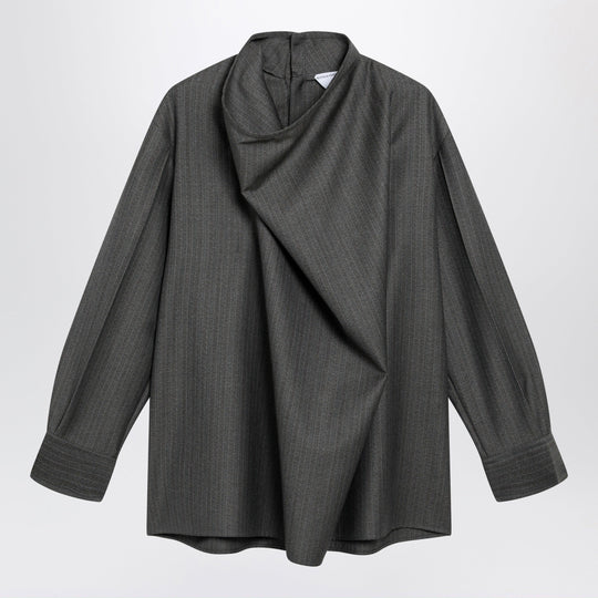 Grey Mélange Lightweight Wool Canvas Blouse