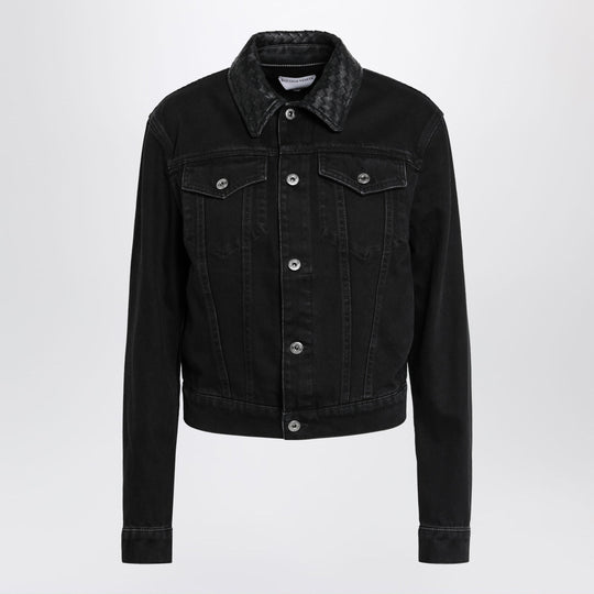 Denim Jacket With Intrecciato Collar
