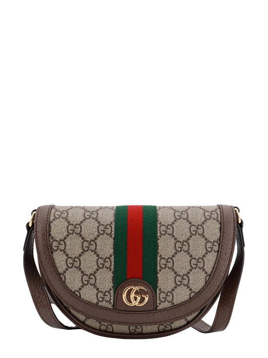 Gg Supreme Fabric And Leather Shoulder Bag With Web Band
