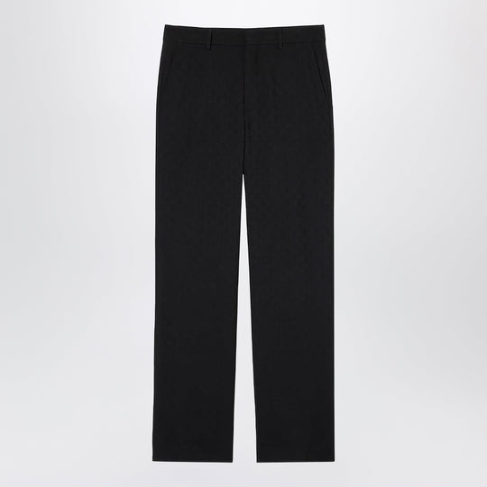 Black Wool Trousers With Gg Pattern