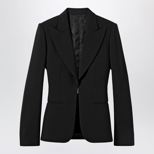 Black Stretch Wool Technical Jacket