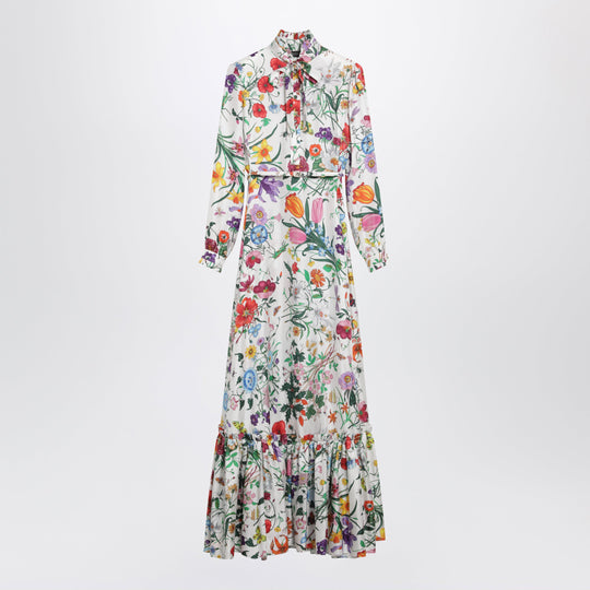 Long Multicolor Silk Twill Dress