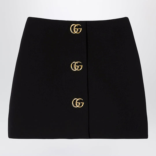 Wool Crêpe Skirt With Gg Buttons