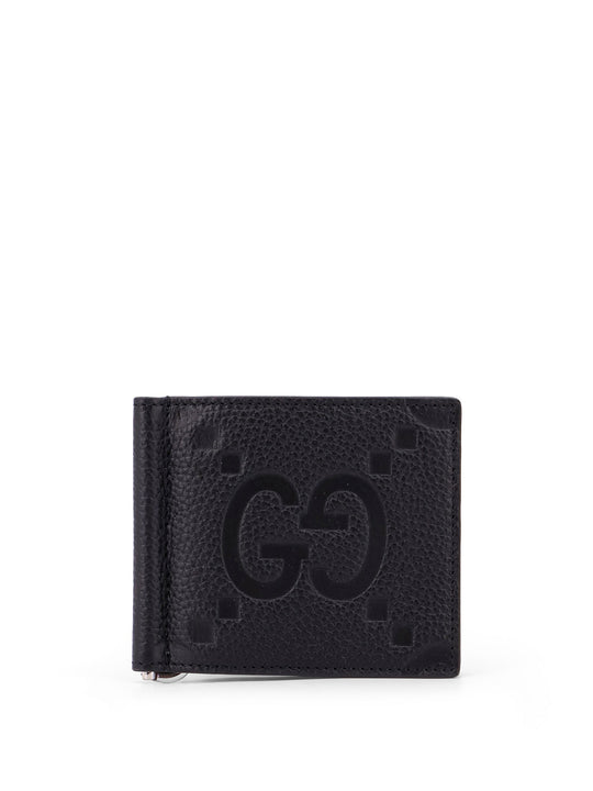 Leather Card Holder With Gg Motif