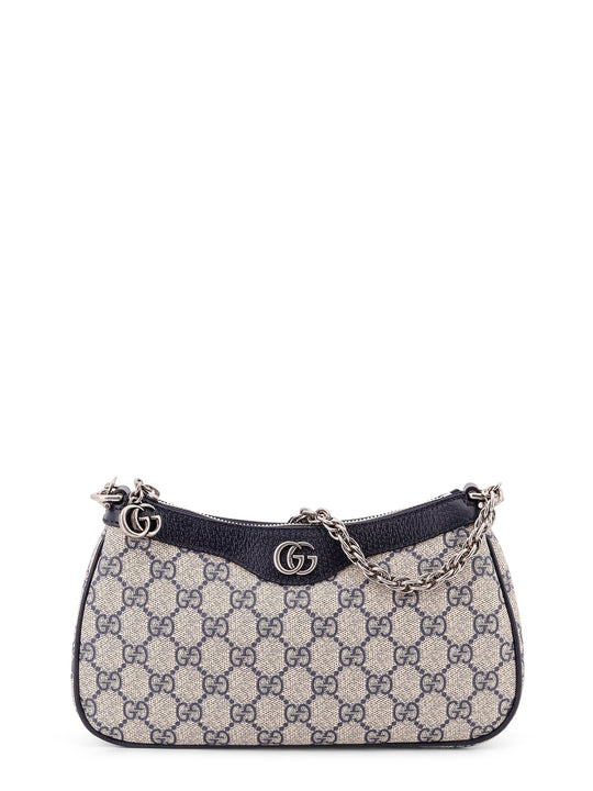 Gg Supreme Fabric And Leather Shoulder Bag With Frontal Gg Logo