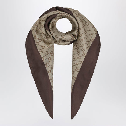 Printed Silk Twill Carré With Gg Print