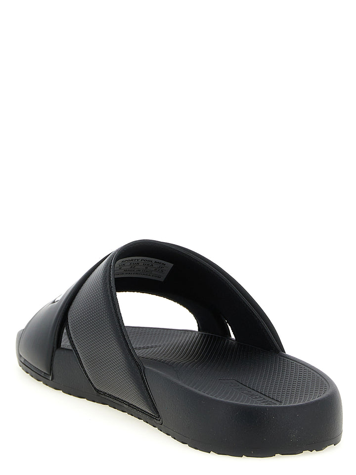 Balenciaga Sporty Pool Sandals - White/Black | fcdba1ba408e23bc3f68776c13113d7fb5446f1f