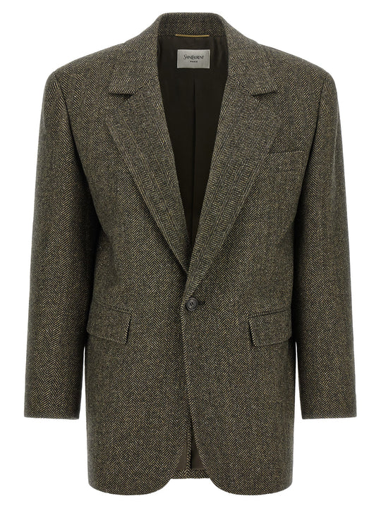 Herringbone Blazer Blazers Brown