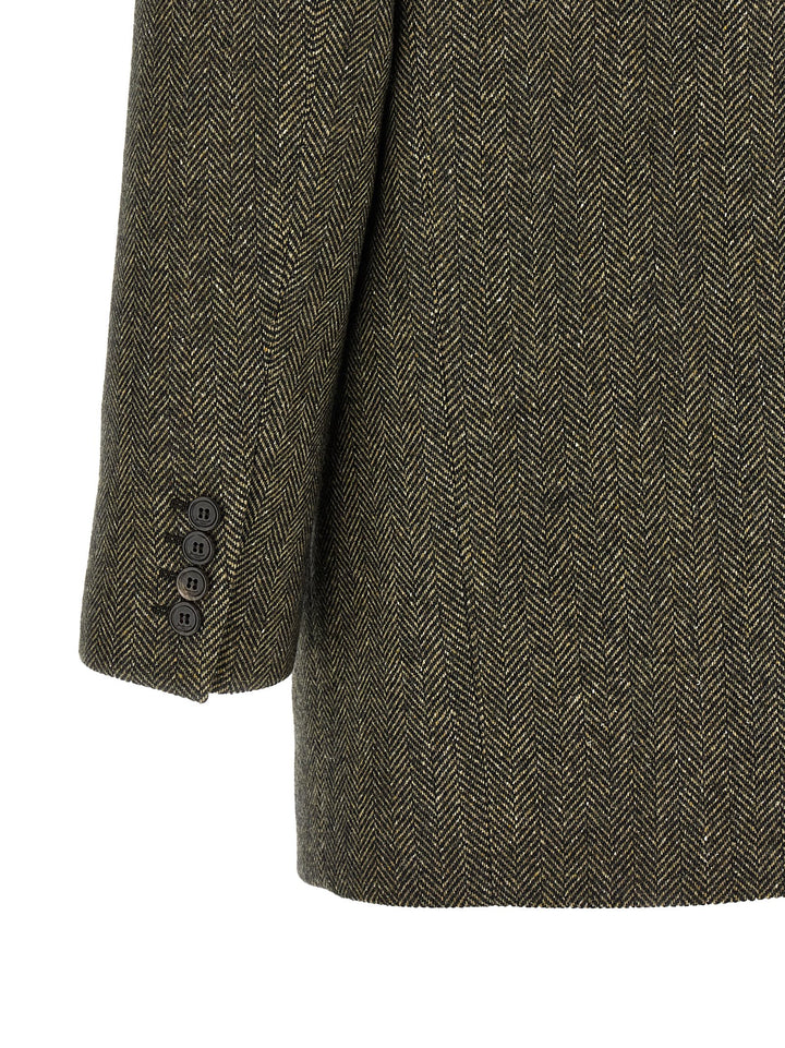 Saint Laurent Herringbone Blazer BlazerS - Brown | e552b85eebf61183e68e2c77b902722b0bf20991