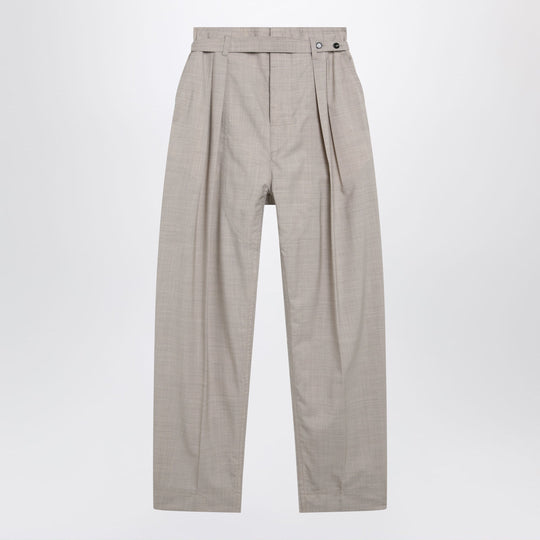 Beige Mélange Wool Trousers