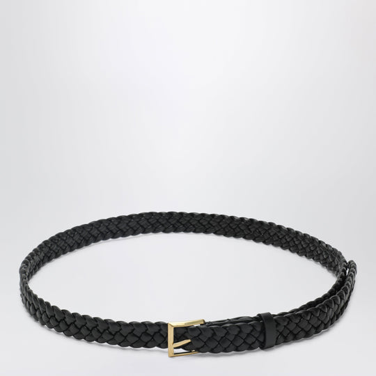 Intreccio Calfskin Solo Belt With Metal Buckle In Black