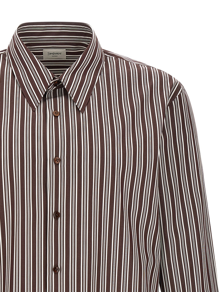 Saint Laurent Striped Shirt Shirt and Blouse - Brown | b3ffae0fb7e07087262a1ef731b5d3076d448b74