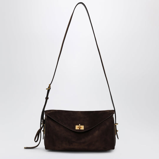 Le 7 Medium Suede Calfskin Shoulder Bag In Moka/Ruby