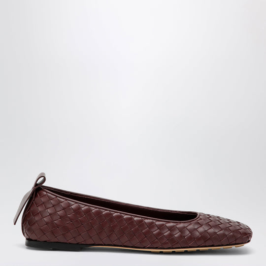 Charlotte Ballet Flats In Mahogany Woven Leather
