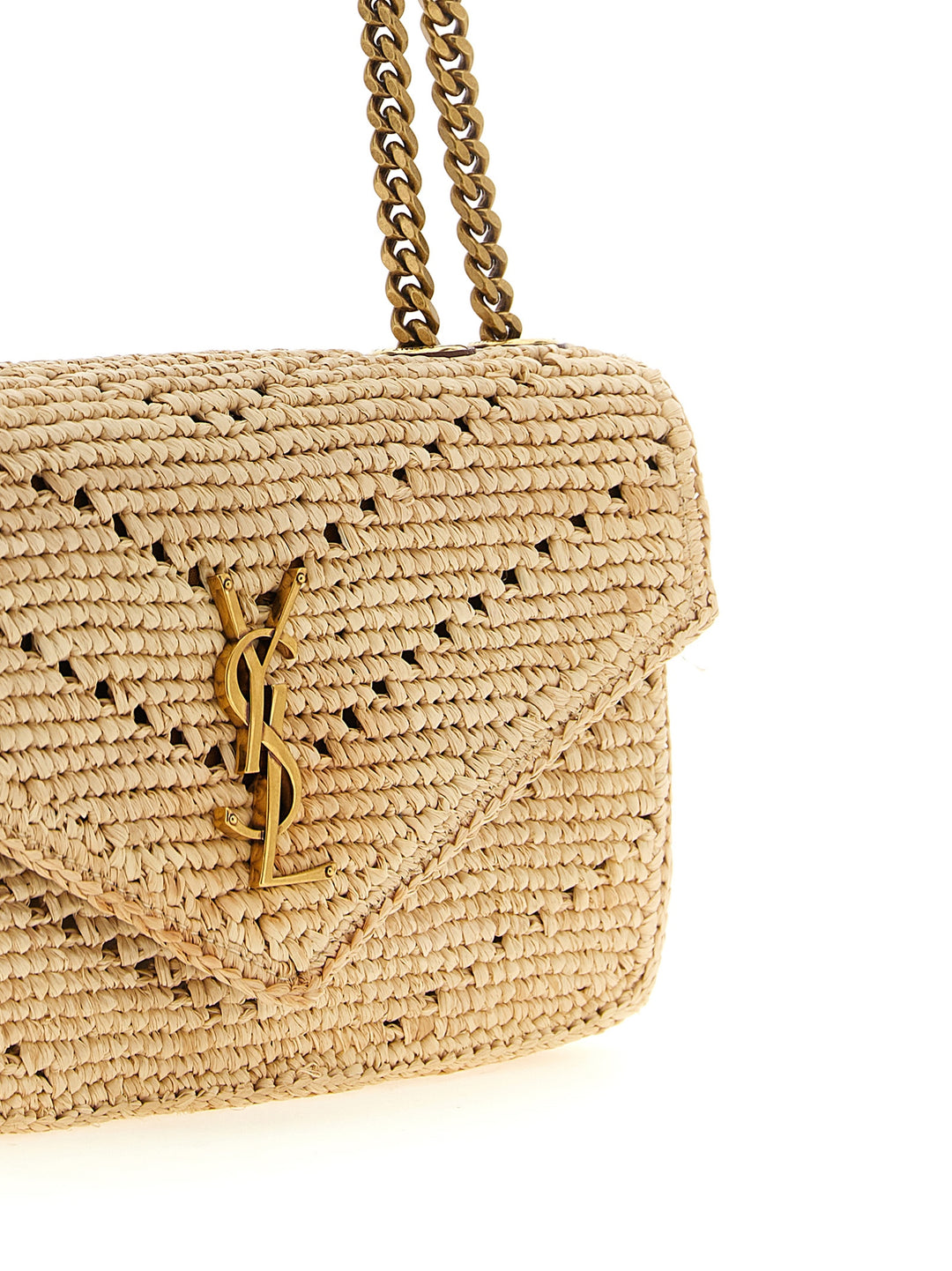 Saint Laurent Small Loulou Raffia Bag Shoulder Bags - Beige | fdc3d3f8a47953a185d0d95d16d4f464c42df4ac
