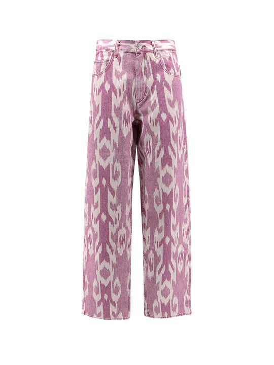 Joanny Denim Trouser With Ikat Print